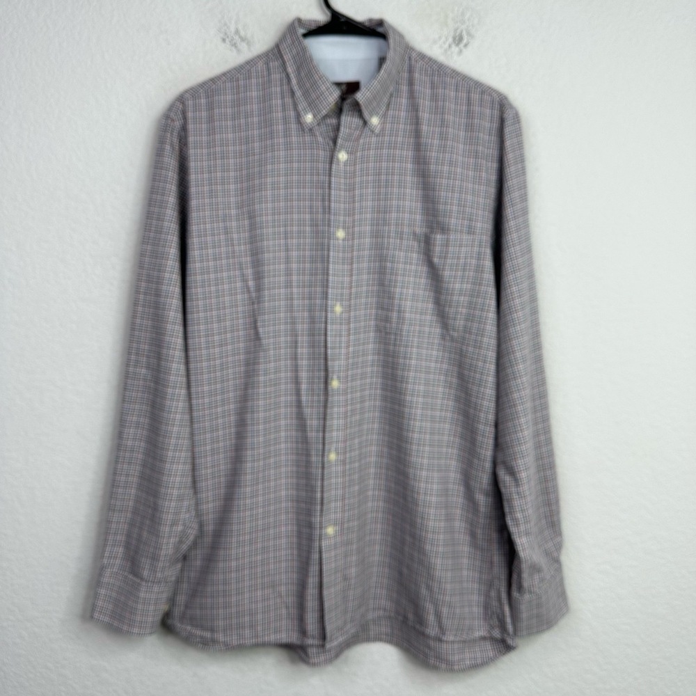 Hickey Freeman Shirt Mens M Long‎ Sleeve Plaid Button Preppy Business Career
